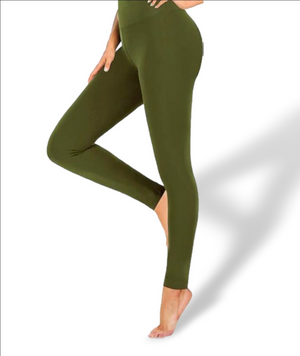 Women's Heathyoga Leggings, Size Large Olive green